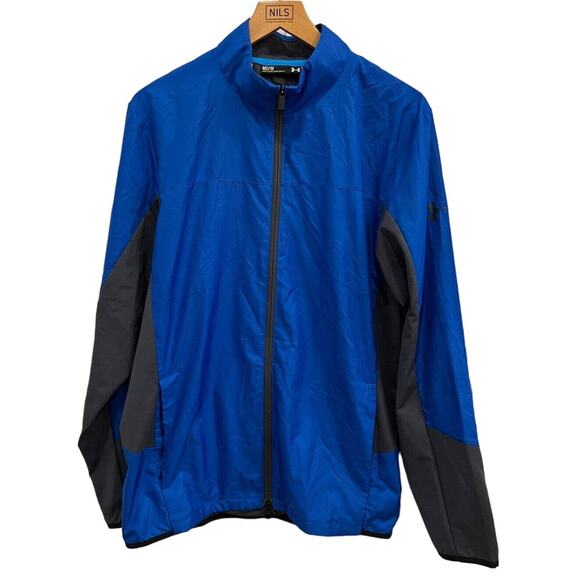 Under Armour Athletic Jacket Mens Size M Blue/Black Loose Fit Full Zip - Picture 1 of 4